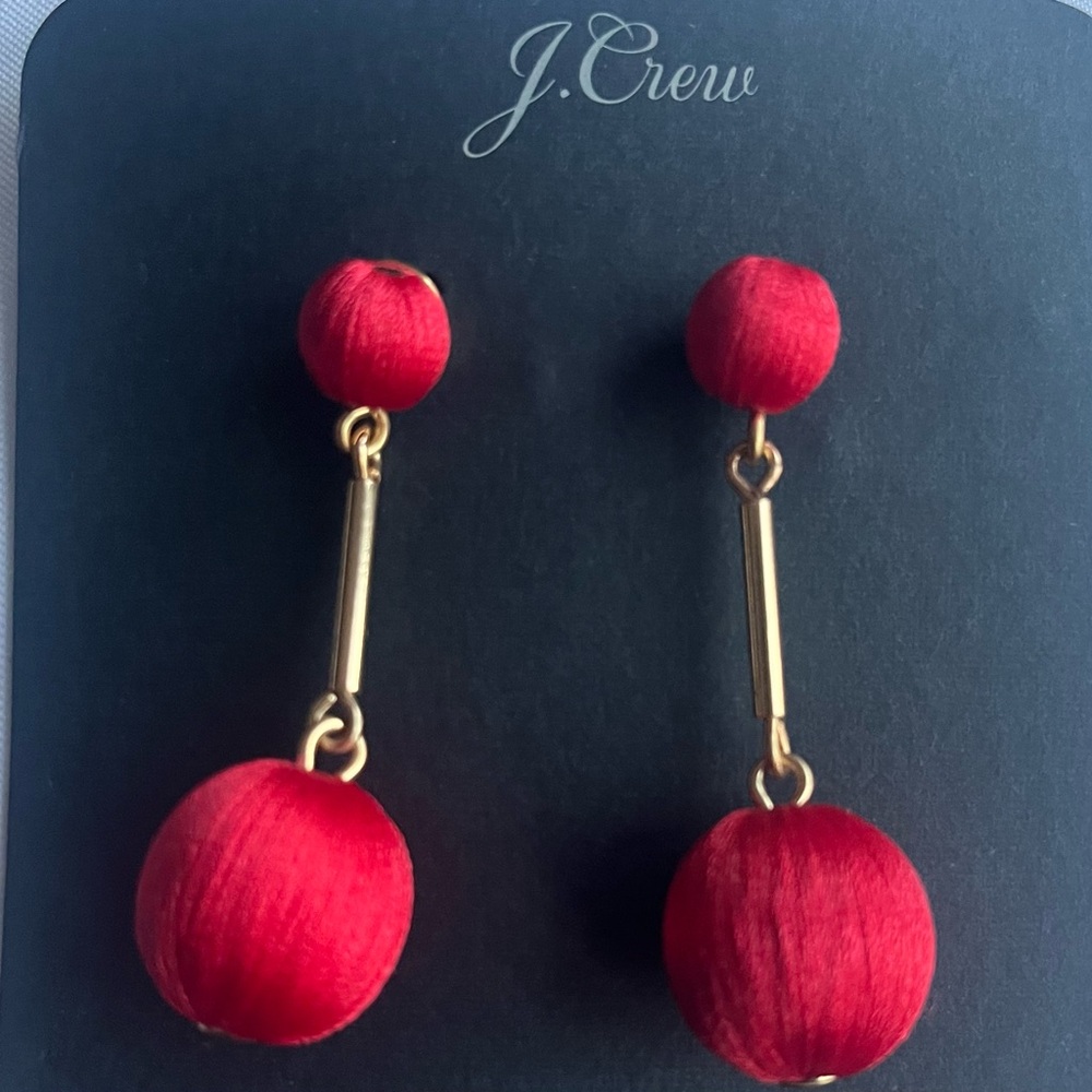 🎈 J. Crew Vibrant Red and Gold Statement Earrings